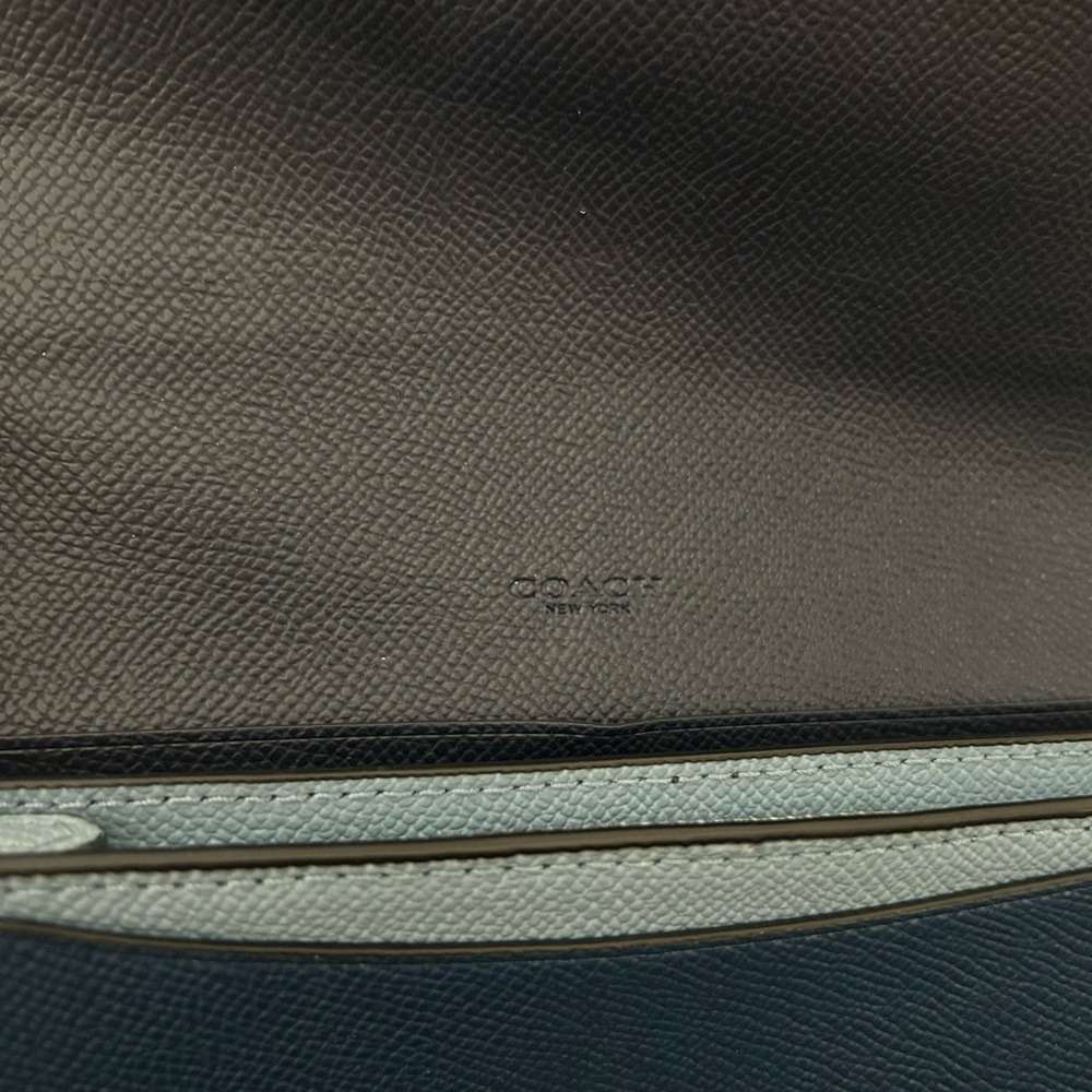 Coach Tricolor Envelope Wallet (Balck, Blue And Teal) Long - Picture 4 of 13